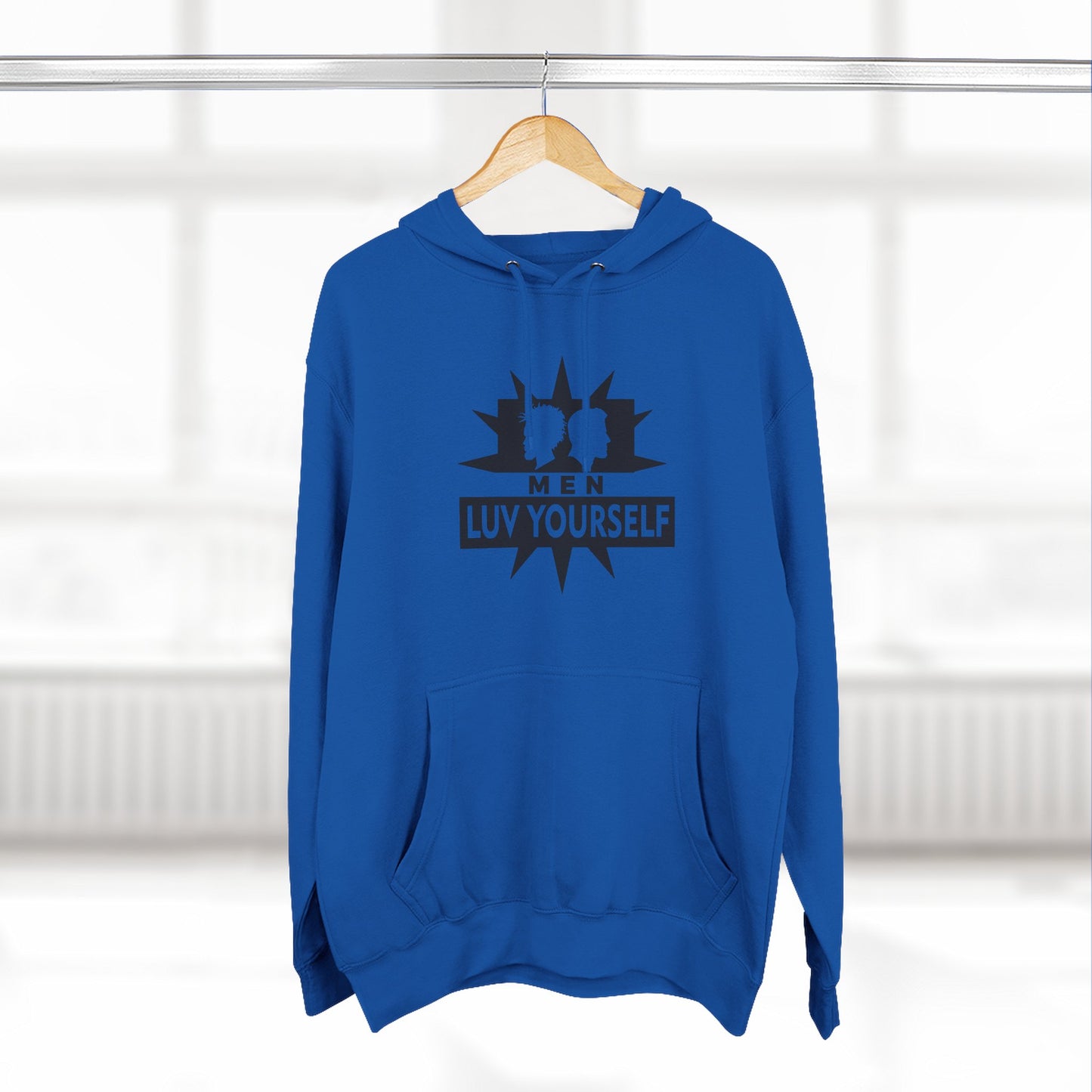 Men's Luv Yourself Three-Panel Fleece Hoodie, Motivational Hoodie, Self-Love Apparel, Gift for Men, Casual Wear, Cozy Hoodie