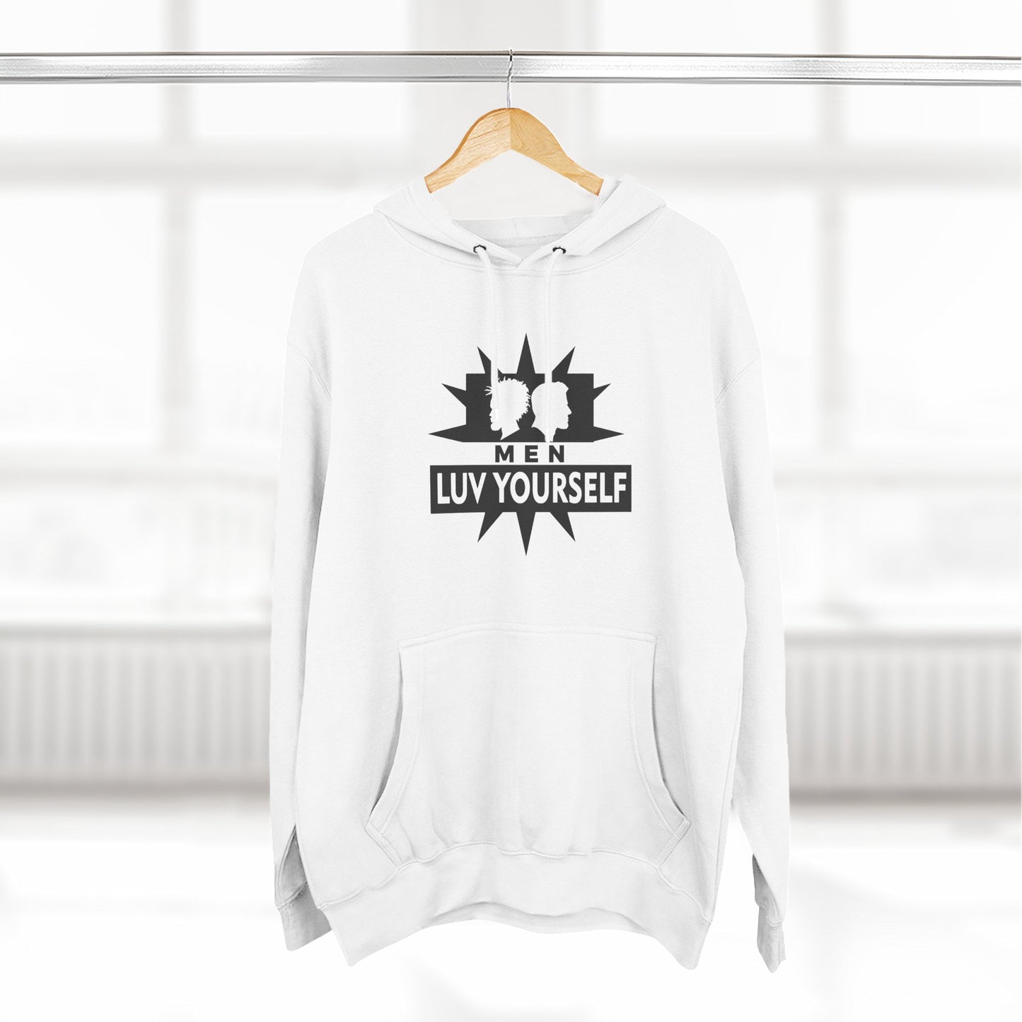 Men's Luv Yourself Three-Panel Fleece Hoodie, Motivational Hoodie, Self-Love Apparel, Gift for Men, Casual Wear, Cozy Hoodie