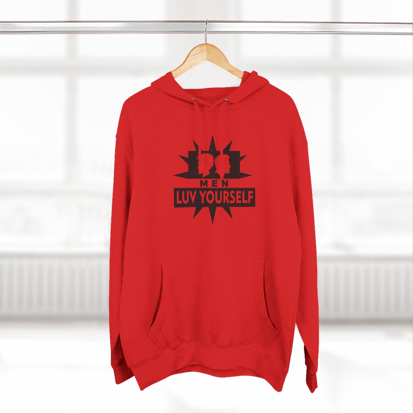Men's Luv Yourself Three-Panel Fleece Hoodie, Motivational Hoodie, Self-Love Apparel, Gift for Men, Casual Wear, Cozy Hoodie