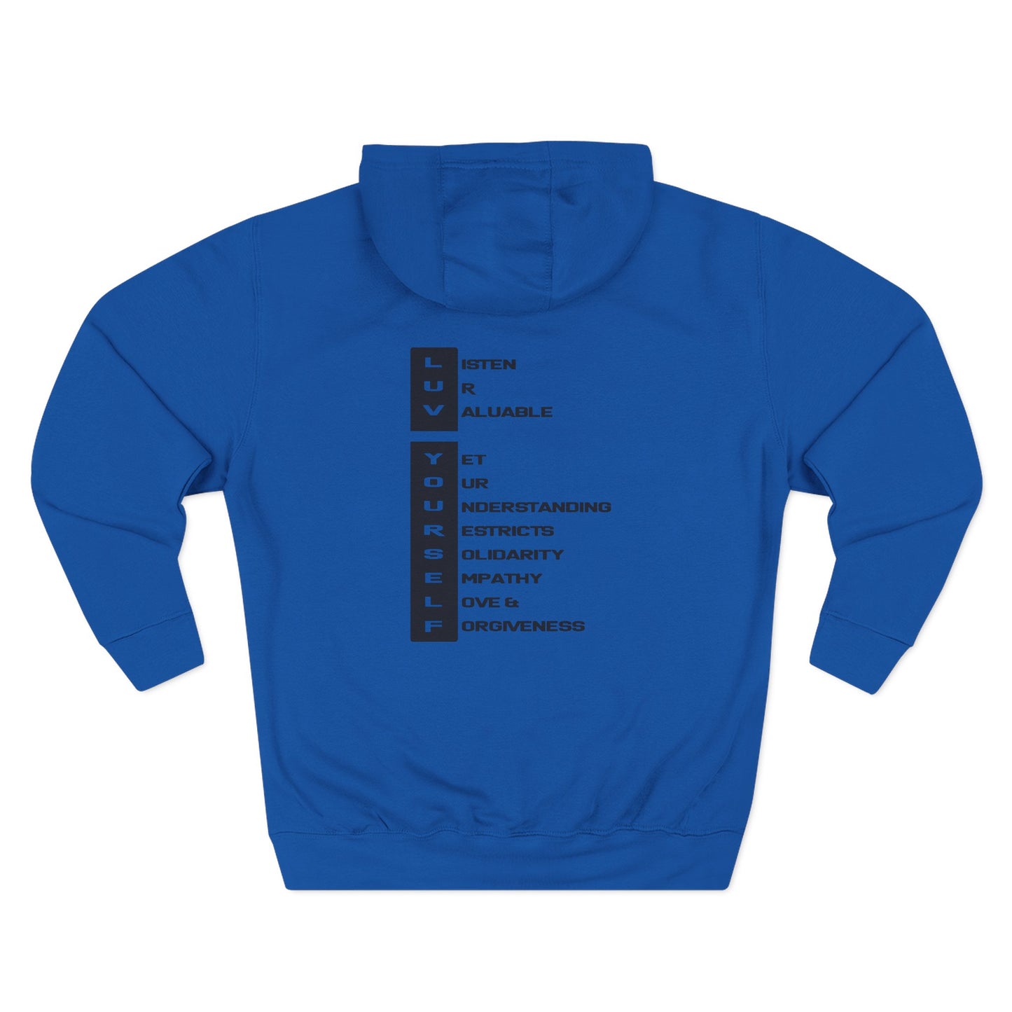 Men's Luv Yourself Three-Panel Fleece Hoodie, Motivational Hoodie, Self-Love Apparel, Gift for Men, Casual Wear, Cozy Hoodie