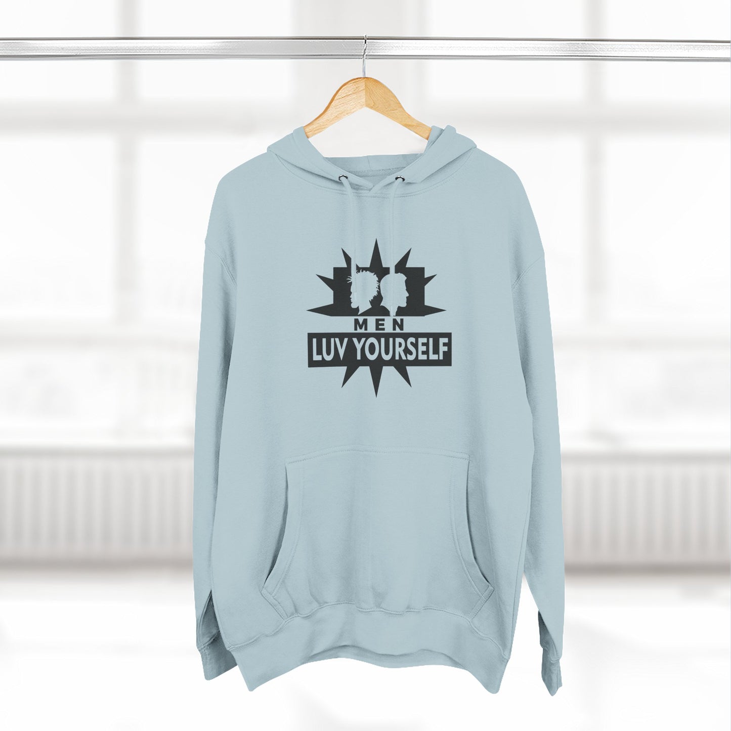 Men's Luv Yourself Three-Panel Fleece Hoodie, Motivational Hoodie, Self-Love Apparel, Gift for Men, Casual Wear, Cozy Hoodie