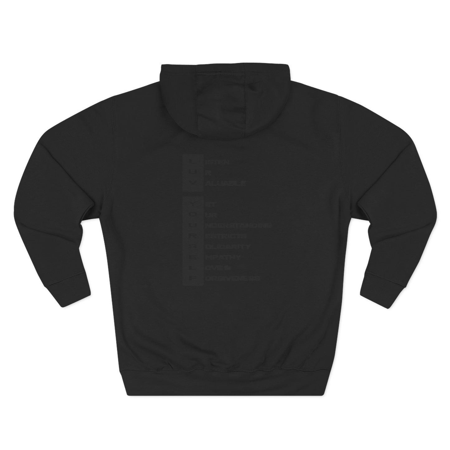 Men's Luv Yourself Three-Panel Fleece Hoodie, Motivational Hoodie, Self-Love Apparel, Gift for Men, Casual Wear, Cozy Hoodie