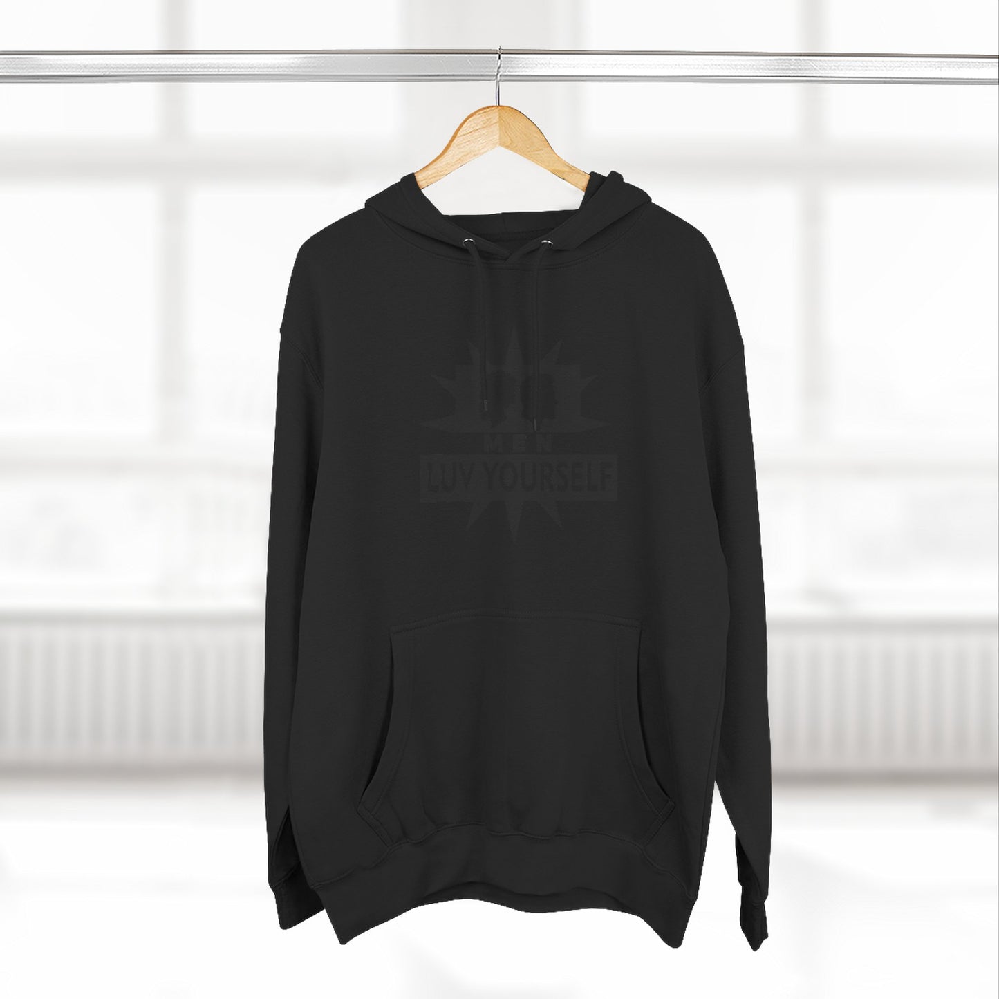 Men's Luv Yourself Three-Panel Fleece Hoodie, Motivational Hoodie, Self-Love Apparel, Gift for Men, Casual Wear, Cozy Hoodie