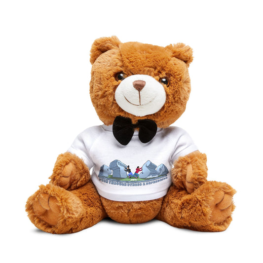 Push through Anxiety Teddy Bear with T-Shirt, Cute Gift for Kids, Birthday, Baby Shower, Cozy Home Decor, Plush Toy