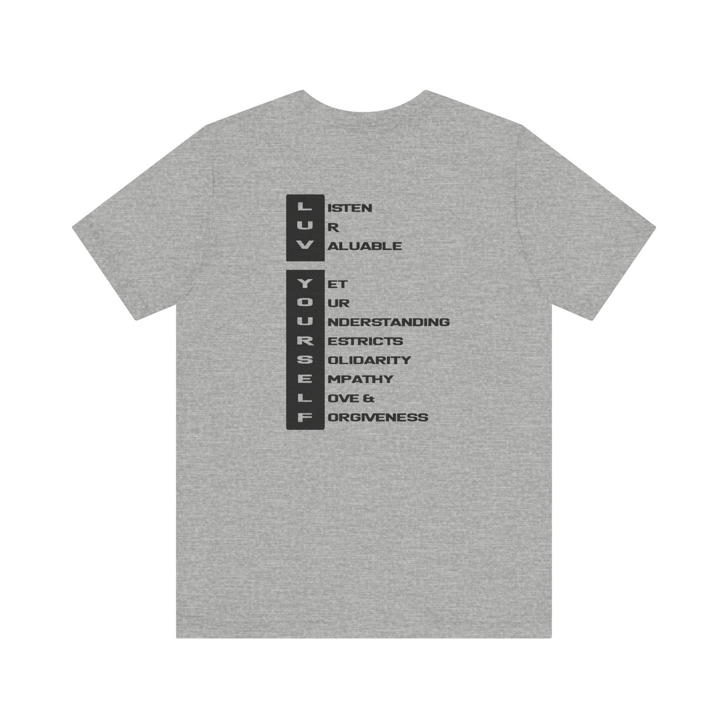 Men's Luv Yourself Unisex Tee for Everyday Wear, Graphic Short Sleeve Shirt, Gift for Friends, Summer Wardrobe Essential, Birthday Present, [...]