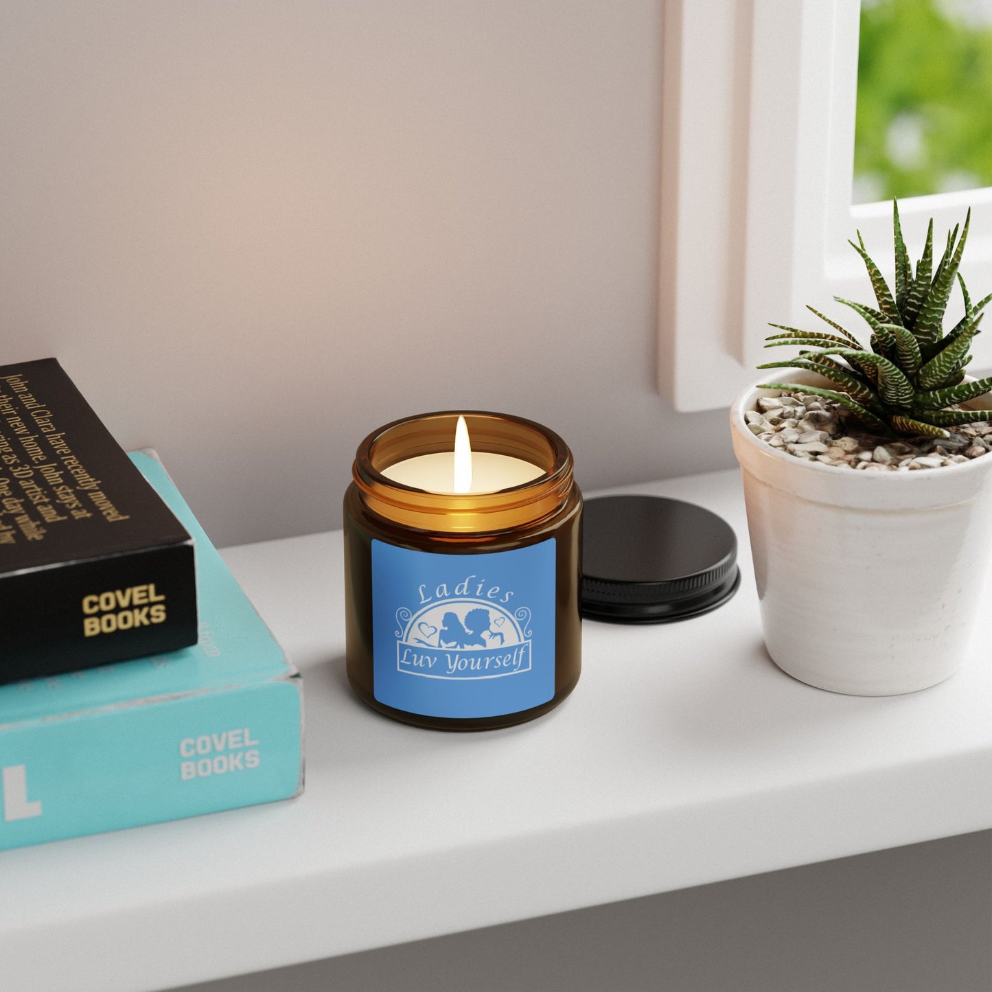 Ladies Luv Yourself Scented Soy Candle - Self-Care Gift, Home Decor, Relaxation Gift, Unique Candle, Amber Jar Candle