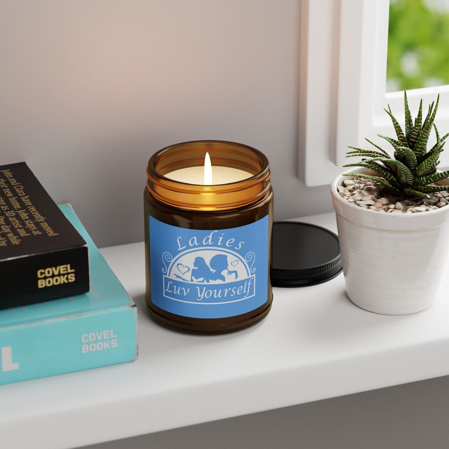 Ladies Luv Yourself Scented Soy Candle - Self-Care Gift, Home Decor, Relaxation Gift, Unique Candle, Amber Jar Candle