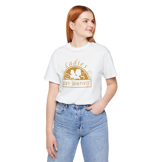 Ladies Luv Yourself Casual Unisex Tee for Everyday Wear, Graphic Short Sleeve Shirt, Gift for Friends, Summer Wardrobe Essential, Birthday Present, [...]