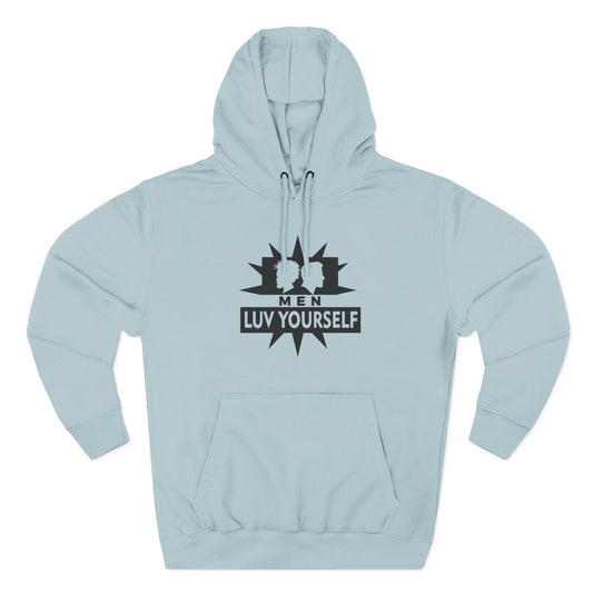 Men's Luv Yourself Three-Panel Fleece Hoodie, Motivational Hoodie, Self-Love Apparel, Gift for Men, Casual Wear, Cozy Hoodie