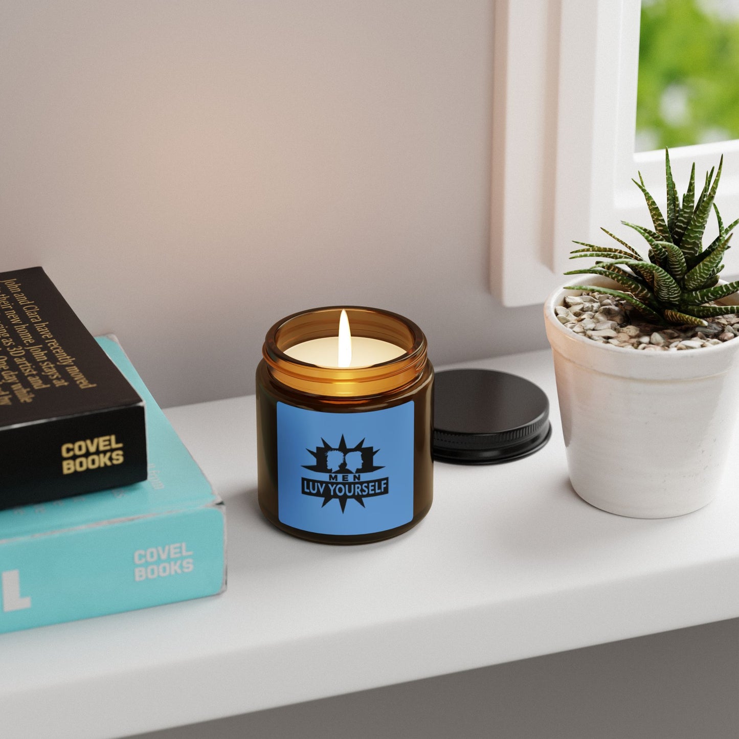 Luv Yourself Scented Soy Candle - Self-Care Gift, Home Decor, Relaxation Gift, Unique Candle, Amber Jar Candle