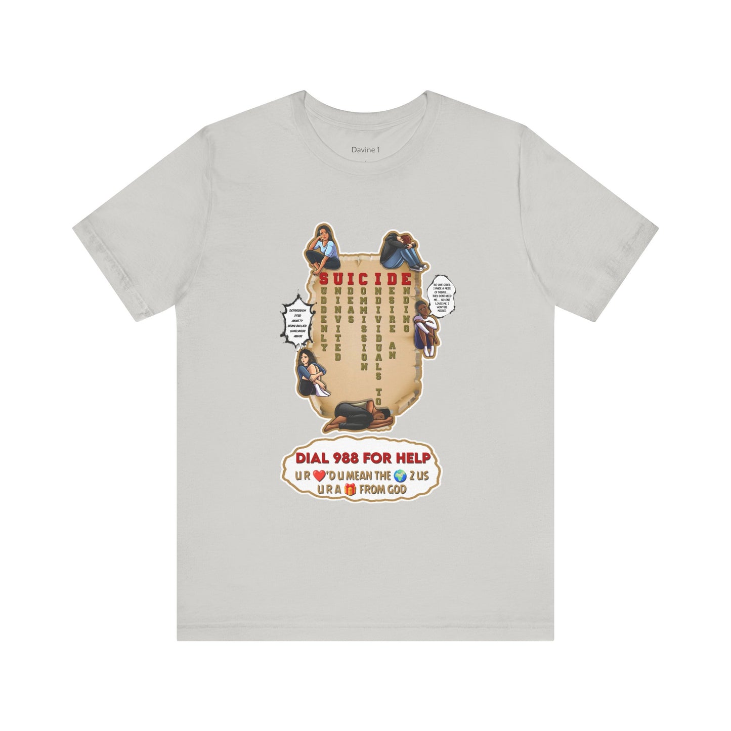 Mental Health Awareness Tee, Unisex Jersey Short Sleeve T-Shirt for Support and Compassion, Inspirational Gift, Suicide Prevention [...]