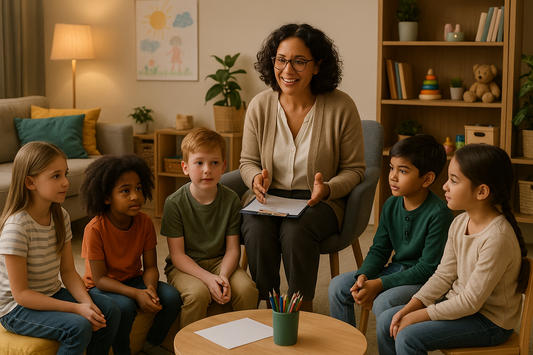 diverse group of kids getting therapy